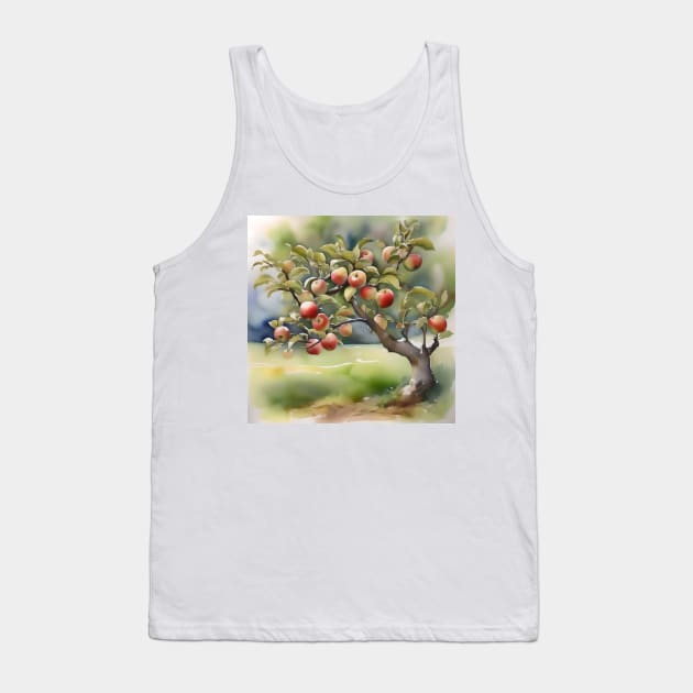 Apple Tree Day - January 6 - Watercolor & Pen Tank Top by Oldetimemercan